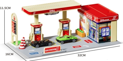 Бензиностанция с 2 Метални Колички 40×17×16 см